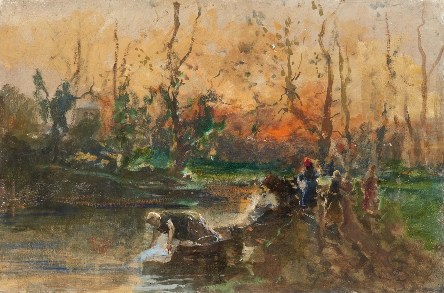 Lavandaie sulla riva del fiume